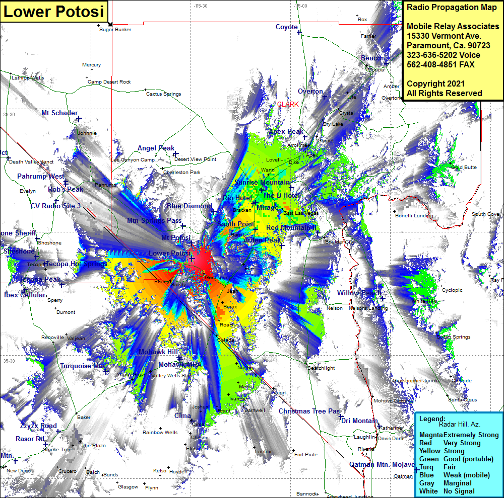 heat map radio coverage Lower Potosi